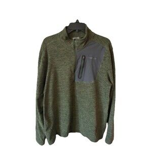 Eddie Bauer 1/4 Zip Fleece Sweater Pullover Mens Size Large Green